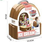 Kids 34-Piece Ice Cream Pretend Playset – Scoop & Serve Dessert Shop Toy with Play Food Accessories, Portable Backpack Storage for Boys & Girls Ages 3+ (Ice Cream)
