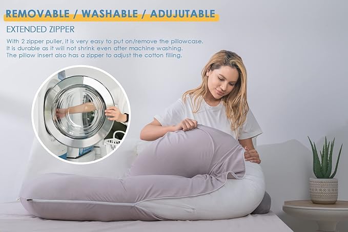 INSEN Cooling Pregnancy Pillow, Maternity Pillow for Pregnant Women, C Shaped for Side Sleeping(Cooling Silky Grey)