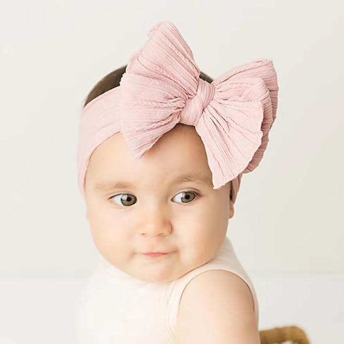 Baby Bows Headbands Nylon Hairbands Baby Girl Bows Hair Accessories for Infant Toddler Essentials (8Color-warm color, mid)
