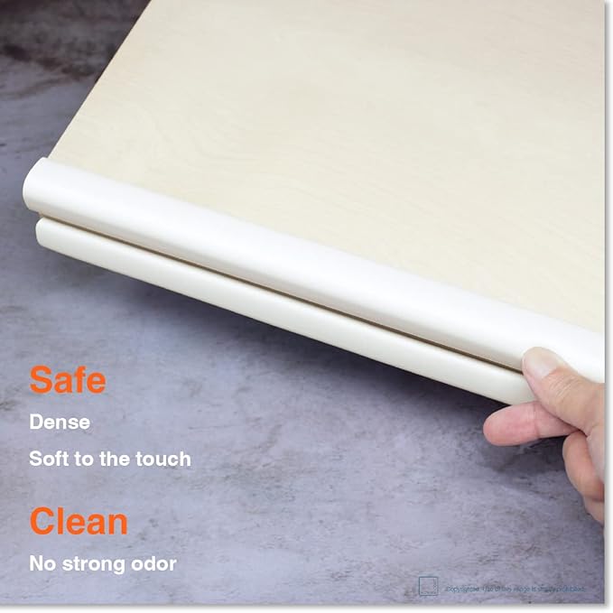 Roving Cove Slim-Fit Edge Protector for Baby Proofing (9ft Small Edge Only), Soft Rubber Foam, Furniture Edge Bumper Guard, Desk Edge Cushion, 3M Adhesive, Oyster White (Off White)