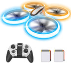 Q9s Drones for Kids,Cool RC Drone with Altitude Hold and Headless Mode,Hobby Quadcopter with Blue&Orange Light,2 Batteries and Remote Control,Birthday and Xmas Gifts Toys for Boys and Girls,Orange