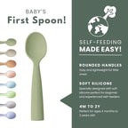 Miniware Silicone Baby Spoon for Training - BPA Free Baby Utensils - Baby Spoons Self Feeding 6 Months | 100% Food Grade Silicone - Modern & Dishwasher Safe | Dishwasher Safe (Pistachio & Toffee)