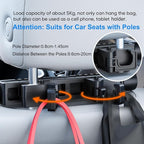 Car Headrest Pillow with Hook, Adjustable Car Seat Neck Support with Memory Foam & Ice Silk, 360° Rotating Travel Sleeping Headrest for Kids & Adults (1 Eye Mask Included)