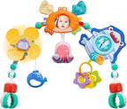 Adjustable Baby Stroller Arch Toy, Car Seat Toys for Infants 6-12 Months Hanging Toy Bar Attachment with Teether & Sound, Crib Comfort Gift for Birthday, Baby Shower
