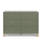 Storkcraft California 6-Drawer Double Dresser (Olive with Driftwood) - GREENGUARD Gold Certified, Interlocking Drawer System, Dresser Drawer Organizer for Kids Bedroom