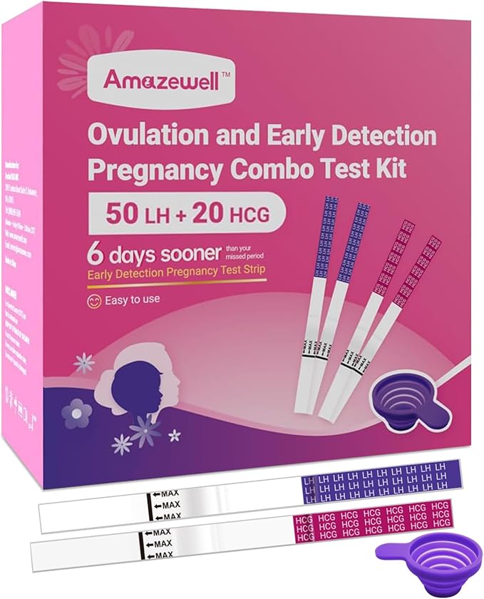 Ovulation Test Strips and Pregnancy Test Strips Kit, Ovulation Strips Tracker Fertility Test for Women, 50 LH Test + 20 HCG Test + 1 Reusable Urine Cup, Ovulation Predictor Kit for Home