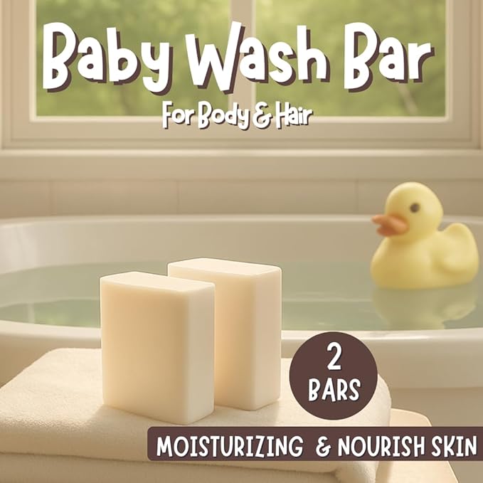 Unscented Baby Soap Bar for Sensitive Skin | Only 7 Ingredients | Gentle Wash for Babies, Toddlers, Kids, and Adults | Organic and Natural Ingredients | 2 Bars