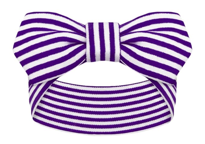 Creative Knitwear TCU Horned Frogs Infant Girls Purple/White Striped Hair Knot Headband Embroidered Logo - Size Newborn - 4T
