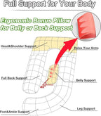 AS AWESLING 60in Full Body Pillow | Nursing, Maternity and Pregnancy Pillow | Extra Large U Shape Pillows with Detachable Side, Separate Support Pillow and Removable Cover (Velvet and Jersey Grey)