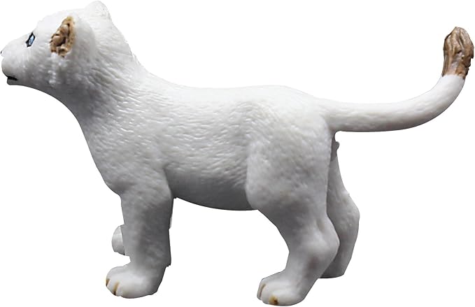 FUNSHOWCASE African Jungle Animals Running White Lion Cub Toy Figure Realistic Plastic Figurine Height 1.6-inch