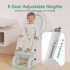 Potty Training Seat with Step Stool Ladder, Upgraded 2-in-1 Toddler Potty Training Toilet Seat with Non-Slip Step Splash Guard Handles and Waterproof Cushion, Toddler Potty Seat for Kids Boys Girls