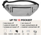 Travel Money Belt for Men and Women hidden slim passport holder - travel wallet with RFID blocking under clothes to protect Cash, Credit Cards and Documents (GRAY)