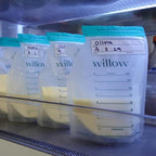 Willow - Go Double Hands Free Breast Pump w/Milk Bags and Glass Milk Pitcher Bundle