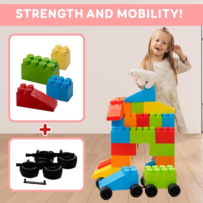 PLATPORTS Big Blocks- Big Jumbo Blocks - Large Building Blocks - Large Blocks - Giant Building Blocks - Jumbo Blocks - Big Blocks for Kids Ages 3-8