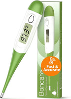 Boncare 10 Seconds Oral Thermometer for Adults and Kids - Accurate & Safe Rectal Thermometer for Baby with Fever Alarm, Digital Thermometer (Green)