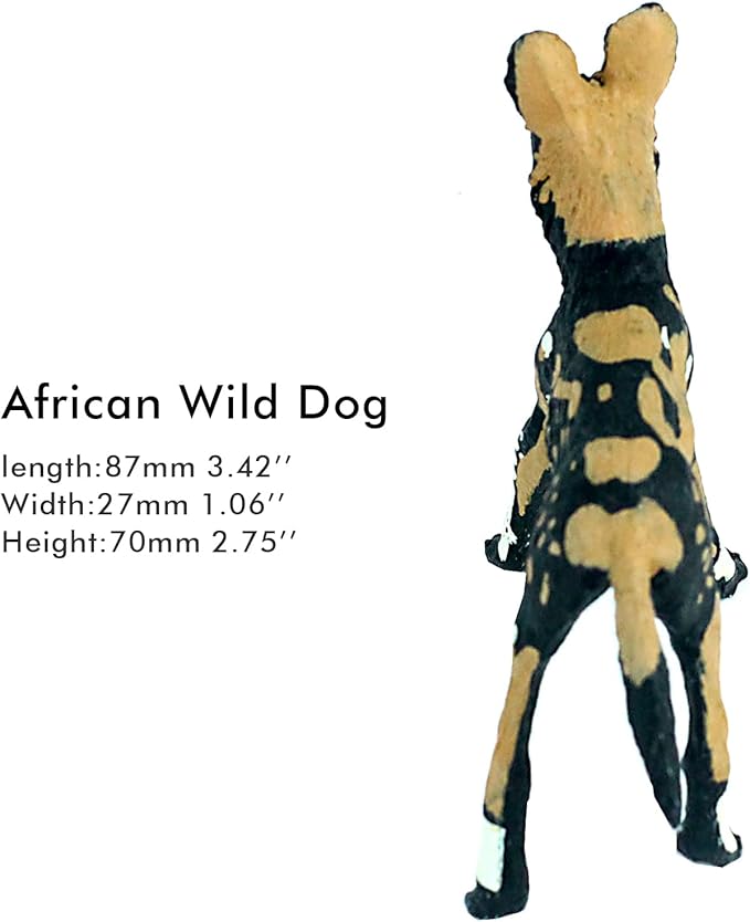 FUNSHOWCASE African Jungle Animals Wild Dog Toy Figure Realistic Plastic Figurine Height 2.8-inch