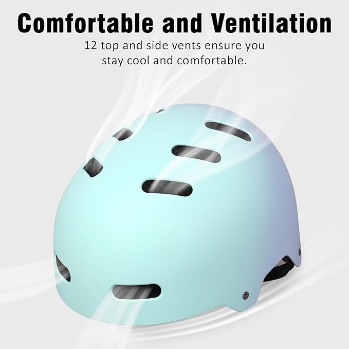 Skateboard Bike Helmet for Adults Women Men Youth Kids (2-3-5-8-14+ Years Boys Girls) - Lightweight Multi-Sport Adjustable Helmets for Bicycle Skateboard Scooter Skate Cycling