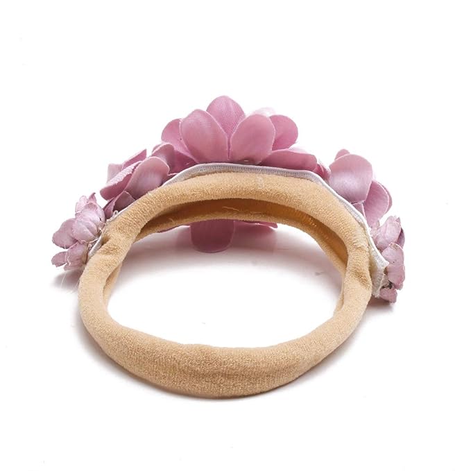 Baby Girl Nylon Headbands Flower Hair Bows Accessories-Elastic Hair Band Crown Handmade FLoral Wraps Birthday Gifts for Girls Newborn Infant Toddler 3Pcs