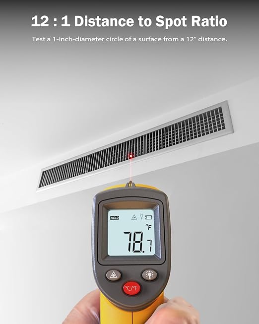Infrared Thermometer Laser Temperature Gun, Digital Surface Heat Temp Gun Non-Contact for Cooking Food, Pizza Oven, Griddle Meat, Refrigerator, HVAC, Grill, Engine -58℉~986℉ (GS320)