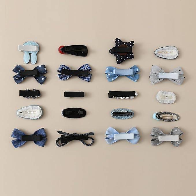 Baby Girls Hair Clips Bows Set 20 Pack 2'' Handmade Toddler Hair Accessories, Infant Fully Covered Barrettes for Kids Fine Hair