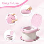2025 Upgraded Portable Potty Training, Travel Potty for Toddler, portable toilet for kids Foldable, Apply to Seat Emergency Toilet for Camping, Outdoor,Car, Indoor(Pink)