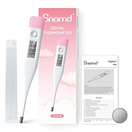 Digital Oral Thermometer for Adults and Children with LCD Display, Oral Thermometer for Baby with Fever Alarm Rectal & Underarm Use, Fast Reading Thermometer