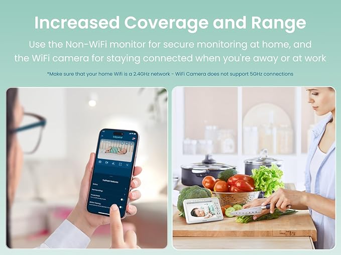 Babysense HDS2 5” HD Non-WiFi Baby Monitor Bundle with FullPeek WiFi Camera (2 Items)