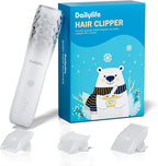 DAILYLIFE Baby Hair Clippers, Silent Clippers for Kids with Autism, Sensory Baby Hair Cutting Kit, Quiet Vacuum Hair Trimmer Waterproof for Toddler Infants Boys, White