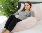INSEN Pregnancy Pillow,Maternity Body Pillow with Velvet Cover,C Shaped Body Pillow for Sleeping (Cozy Velvet-Pink)
