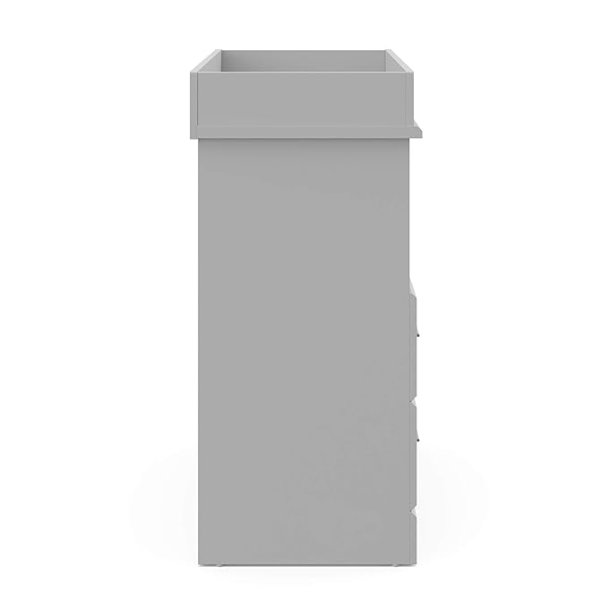 Storkcraft Brookside 2 Drawer Changing Table Dresser (Pebble Gray) – GREENGUARD Gold Certified, Easy-to-Match Chest of Drawers and Cubbies for Nursery and Kids Bedroom, Includes Changing Table Topper