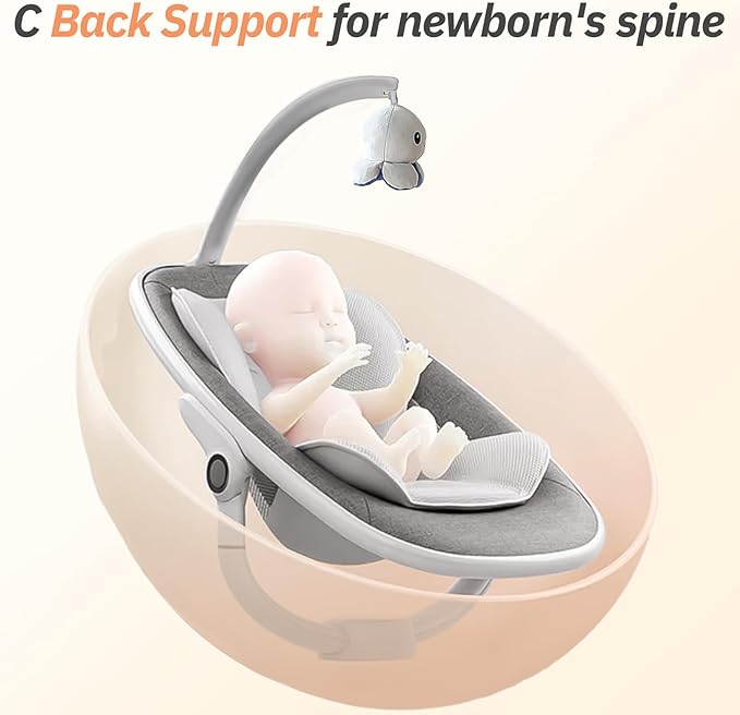Electric Baby Swing for Infants 6 Motion Automatic Newborn Baby Rockers for Girl & Boy with Remote Control, 5 Speed, 13 Melodies, Dark Gray