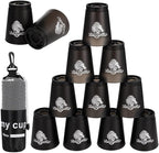 yeesport 12 Pcs Sport Stacking Cups, Sport Training Game for Challenge Competition, Plastic Stacking Cups, Classic Family Game for Kids and Adults, Black