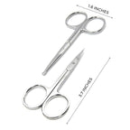 Pack of 2 Curved & Rounded Blunt Tip TSA Stainless Steel Small Scissors for Eyebrows & Eyelashes for Beard Trimming & Moustache, Baby Scissors for Nails, Nose & Facial Hair Scissor.