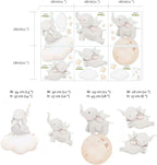 Runtoo Elephant Wall Decal Kids Animals Art Wall Stickers Baby Nursery Bedroom Space Wall Décor