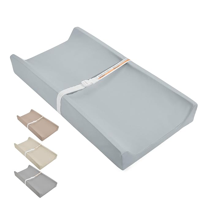 Baby Diaper Changing Pad, PU Compressed Waterproof Portable Wipeable Diaper Mat for Travel, Fits Dressers & Tables (Blue)