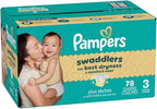 Pampers Swaddlers Diapers, Size 3 (13-26 lbs), 78 Count, Absorbent, Keeps Baby Dry and Comfortable, Skin Safe Disposable Baby Diaper (Packaging May Vary)