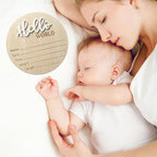 Baby Announcement Sign, 5.9 Inch Wooden Hello World Newborn Signs, Birth Announcement Sign, Baby Shower Hospital Nursery for Newborn Boys and Girls (White)