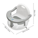 Foldable Baby Bath Seat - Non Slip Bathtub Chair for Sitting Up, Wrap-Around Seat with Suction Cups for 6-18 Months (Grey White)