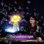 Sunflower Bubble Machine for Kids Automatic Flower Bubble Toy with Colorful Lighting for Toddlers Handheld 20000+Bubbles 3 Modes Fun Swing Dance Bubble Maker Blower Blaster Outdoor Toys Type-C Yellow