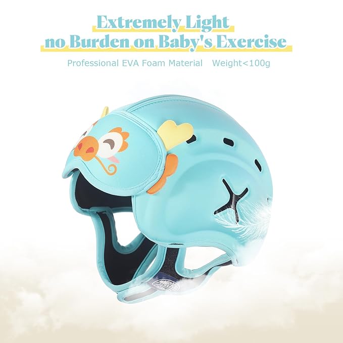 Baby Head Protector Baby Helmet for Crawling and Walking - No Bumps and Soft Safety Peak - Ultra Light and Adjustable Baby Head Protector Suitable for Babies 6-24 Months-Dragon