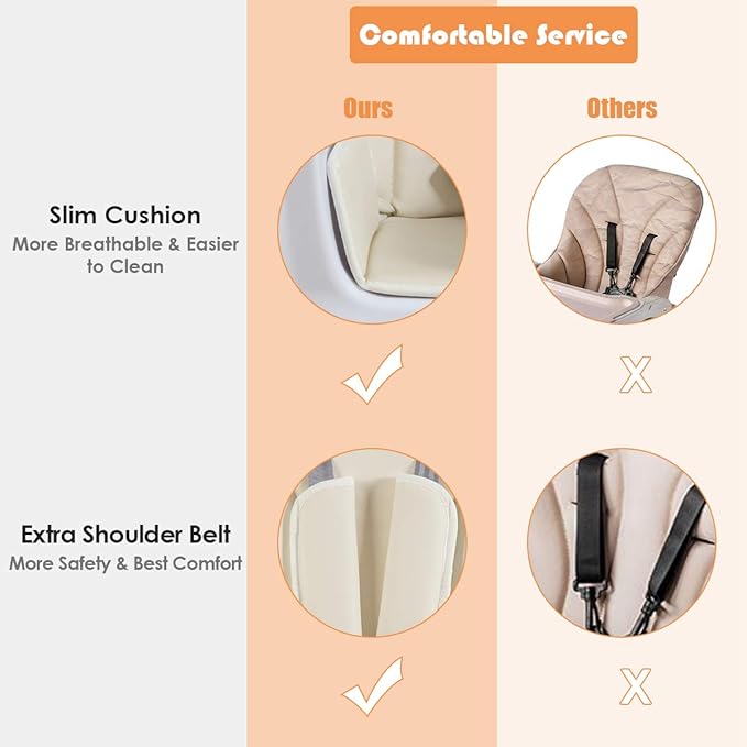 BABY JOY 3 in 1 High Chair, Baby Eat & Grow Convertible Wooden High Chair/Rocking Chair/Booster Seat/Toddler Chair, Infant Dining Chairs w/Double Removable Tray, 5-Point Seat Belt & PU Cushion, Beige