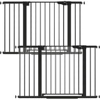 Cumbor 2 Pack 29.7"-48" Baby Gate for Stairs, Mom's Choice Awards Winner-Dog Gate for Doorways, Pressure Mounted Auto-Close Pet Gates for Dogs Indoor, Safety Child Gate with Easy Walk Thru Door,Black