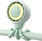 Dreamegg Portable Stroller Fan - 4000mAh Rechargeable Baby Stroller Fan With LED Display, Night Light, Hidden Blade, Detachable 4 Speed 360°Rotate, Handheld Cooling for Crib,Travel, Car Seat(Green)