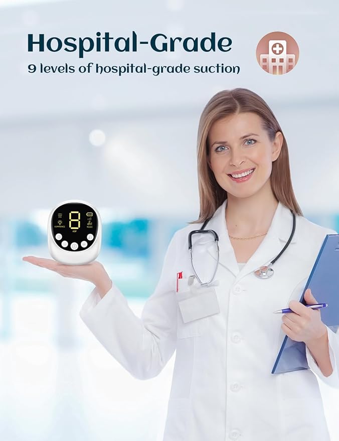 Nasal Aspirator for Baby, Hospital Grade, Electric Nose Sucker with Adjustable 9 Levels Suction, Rechargeable with Night Light and Nursery Rhyme, White