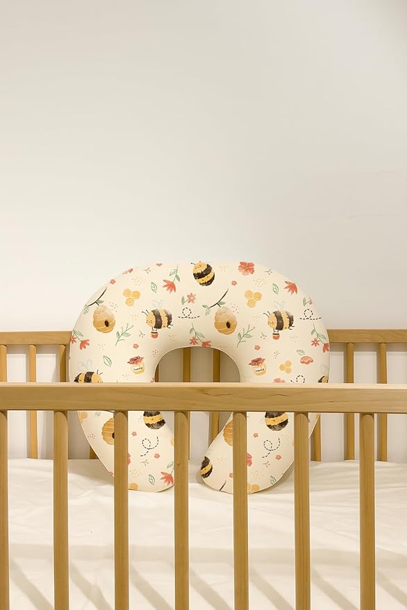 Nursing Pillow Covers 2 Pack, Breastfeeding Pillow Slipcovers Soft and Stretchy, Nursing Covers for Baby Girls Boys Newborn (Honeybee Dreams)