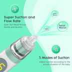 Electric Nasal Aspirator for Baby, Nose Aspirator for Toddlers, Waterproof Baby Nose Sucker, Nose Cleaner with 3 Silicone Tips, Adjustable Suction Level, Music and Light Soothing Function,Green