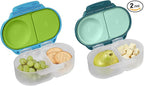 b.box Snack Box 2-Pack - Leak Proof Mini Bento Box for Kids & Toddlers, 2 Compartment Snack Containers, Dishwasher Safe, BPA-Free, PFAS-Free, Ages 4mo+, 1 3/4 Cup Each (Ocean Breeze + Emerald Forest)