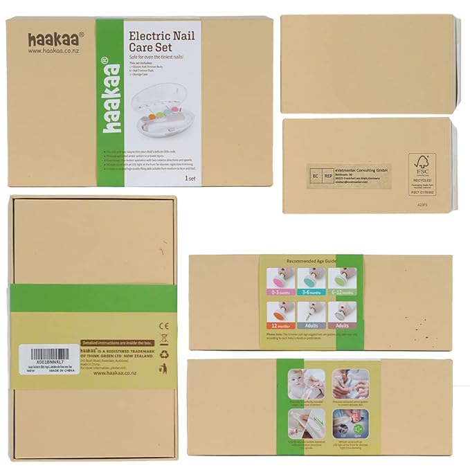 haakaa Baby Nail Trimmer Electric Safe Baby Nail Clippers Baby Nail File Kit Manicure Set, Trim Polish Grooming kit for Newborn Toddler or Adults Toes Fingernails, 6 Grinding Heads and LED Light