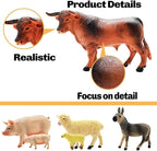 Kimicare 3 Pack Farm Toy Tractor with 40pcs Plastic Farm Animals Figurines and Fence Farm Playset, Farm Figures Farmer Vehicle Toy Truck with Trailer for 3-12 Years Old Kids Boys Girls Toddlers