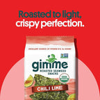 Gimme Seaweed Organic Premium Roasted Seaweed Snacks, Chili Lime, 20 Count, Keto, Vegan, Gluten-Free, Great Source of Omega3s and Iodine, Healthy On-The-Go Snack for Kids and Adults